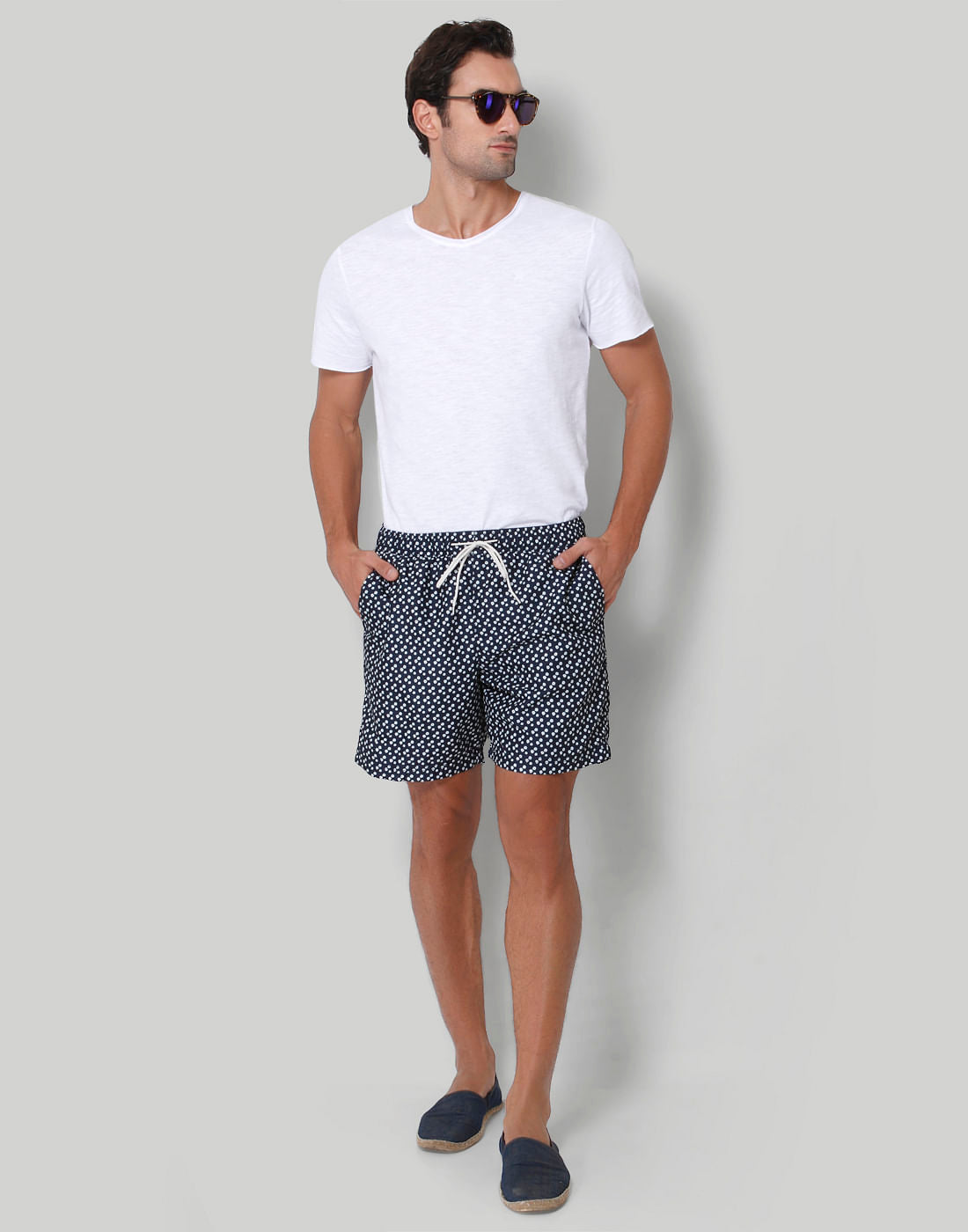 Dark Blue Printed Swimshorts