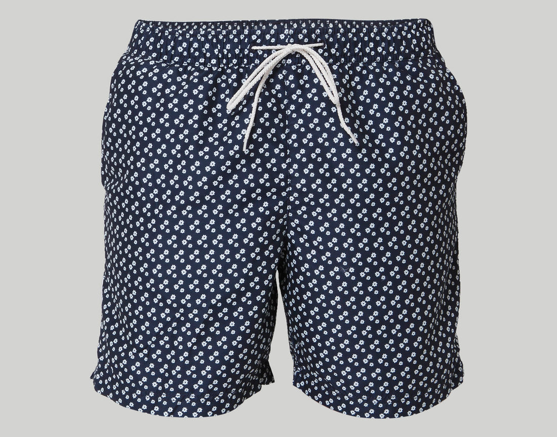 Dark Blue Printed Swimshorts