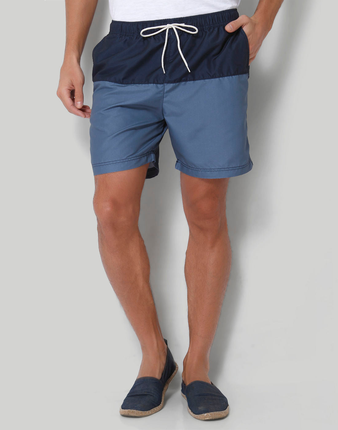 Dark Blue Colour Blocked Swimshorts