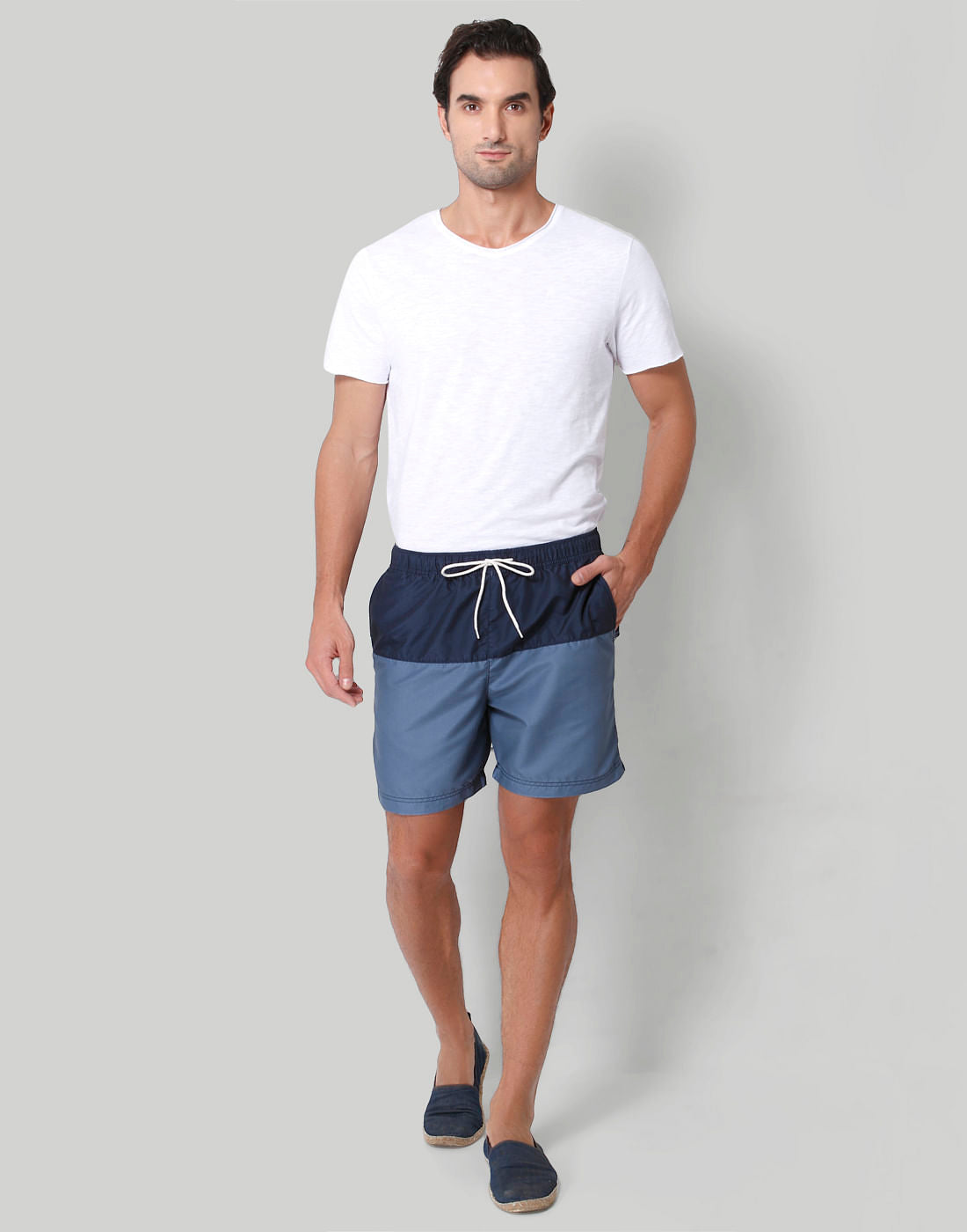 Dark Blue Colour Blocked Swimshorts