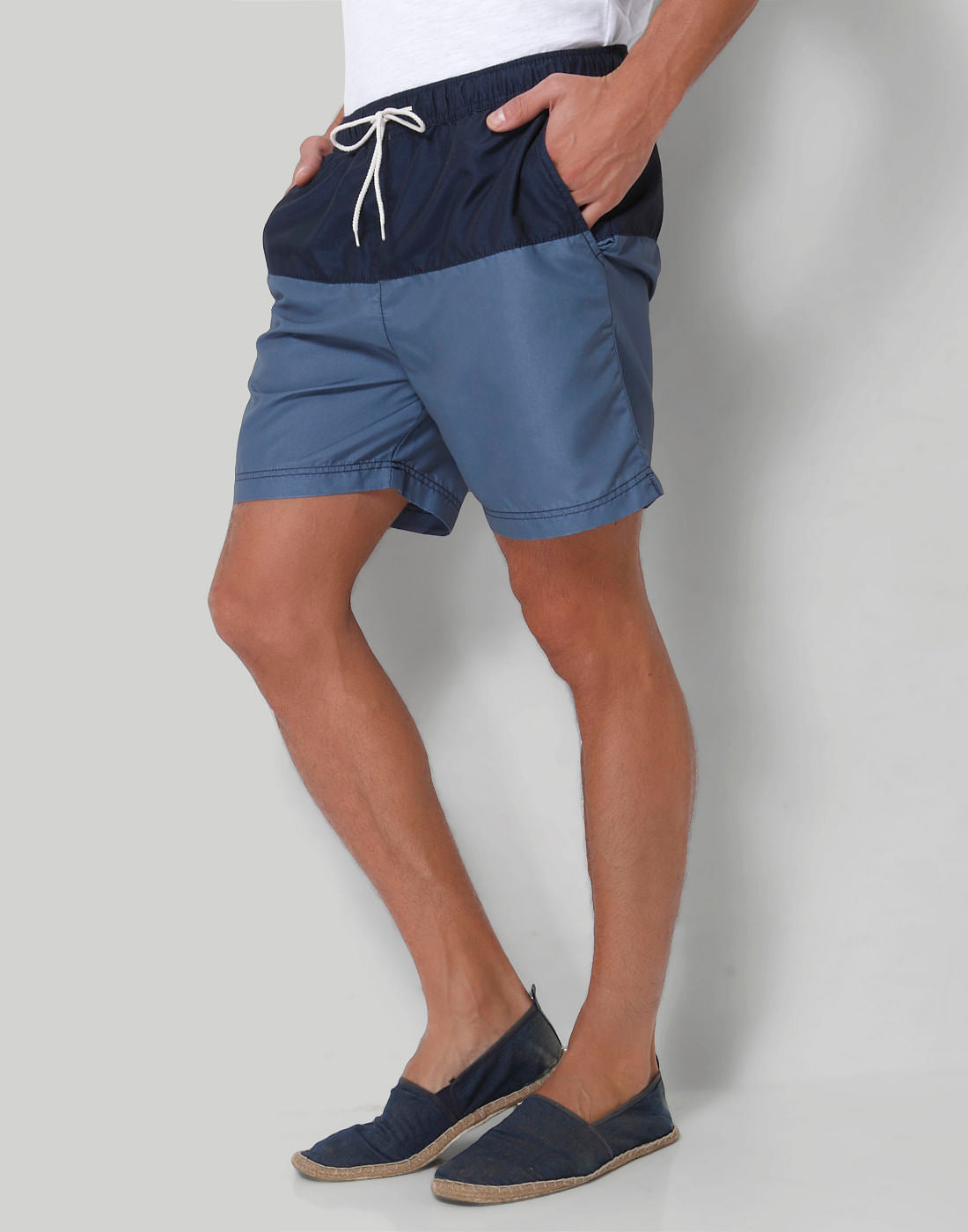 Dark Blue Colour Blocked Swimshorts