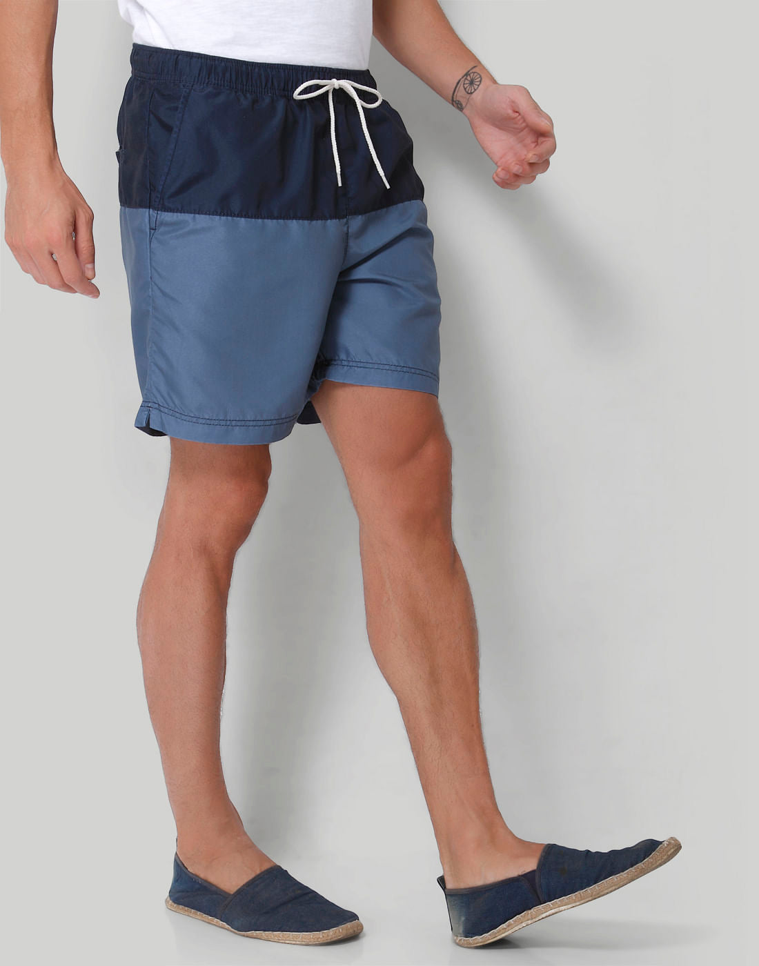 Dark Blue Colour Blocked Swimshorts