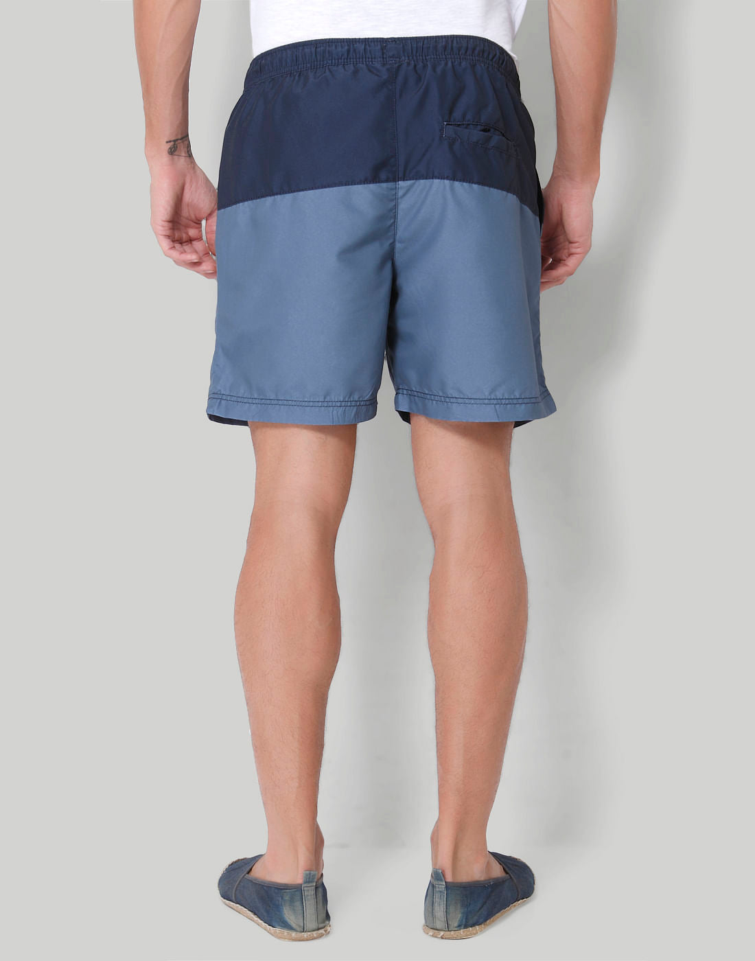 Dark Blue Colour Blocked Swimshorts