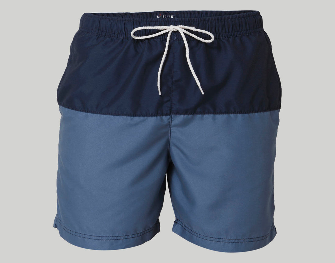 Dark Blue Colour Blocked Swimshorts