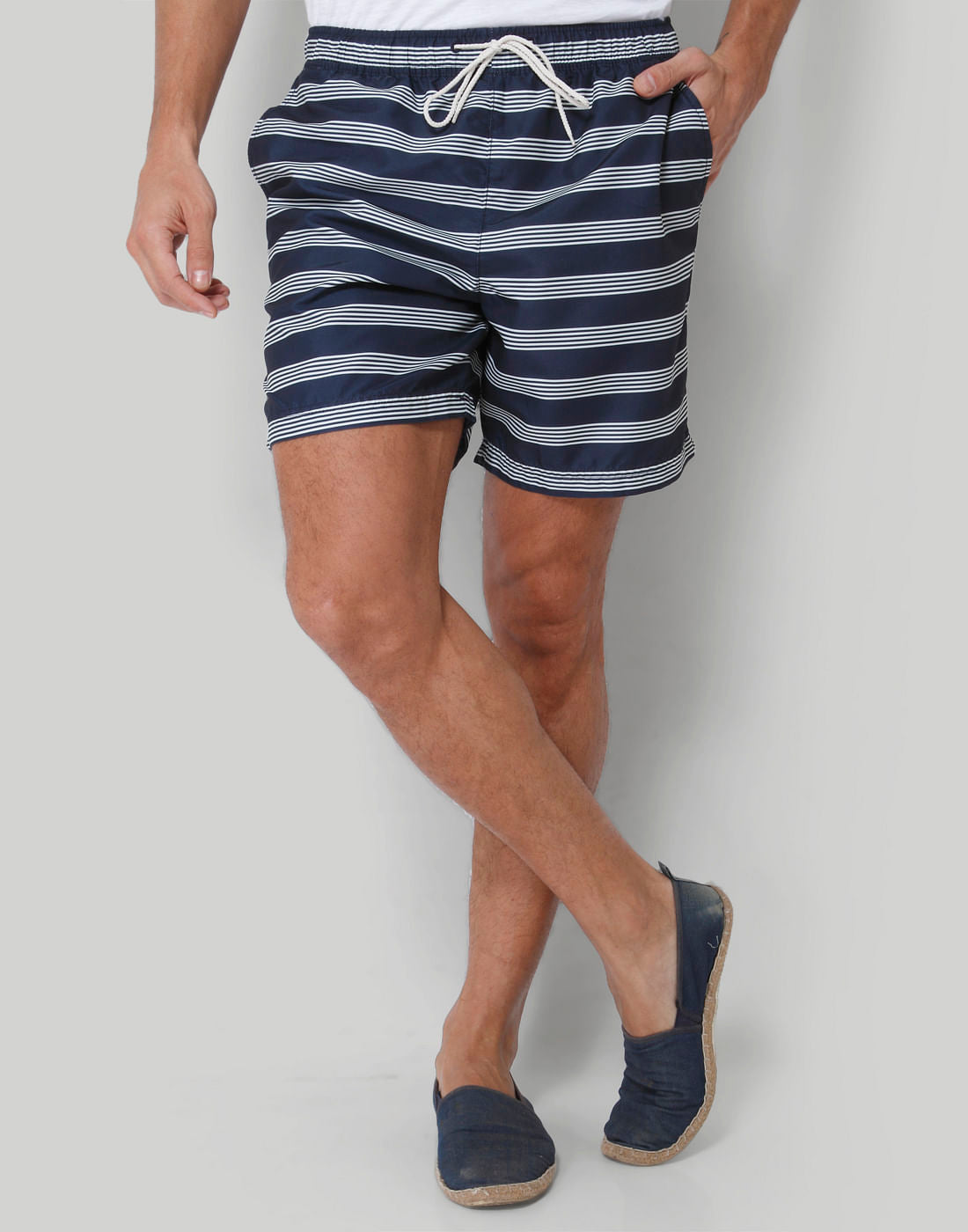 Dark Blue Striped Swimshorts