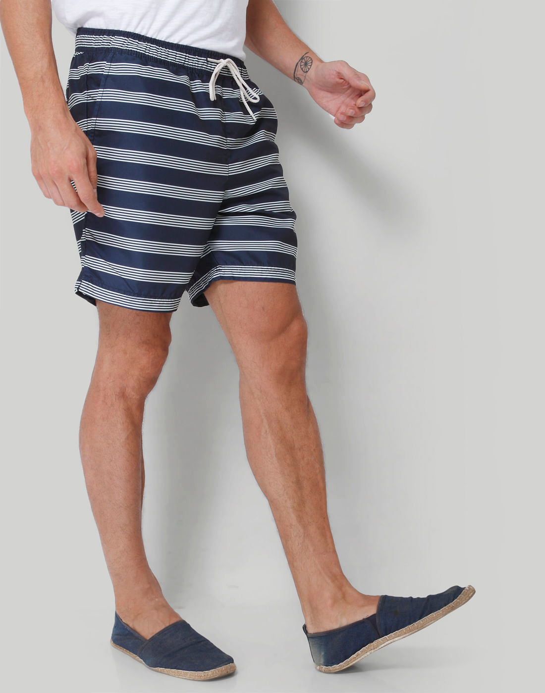 Dark Blue Striped Swimshorts