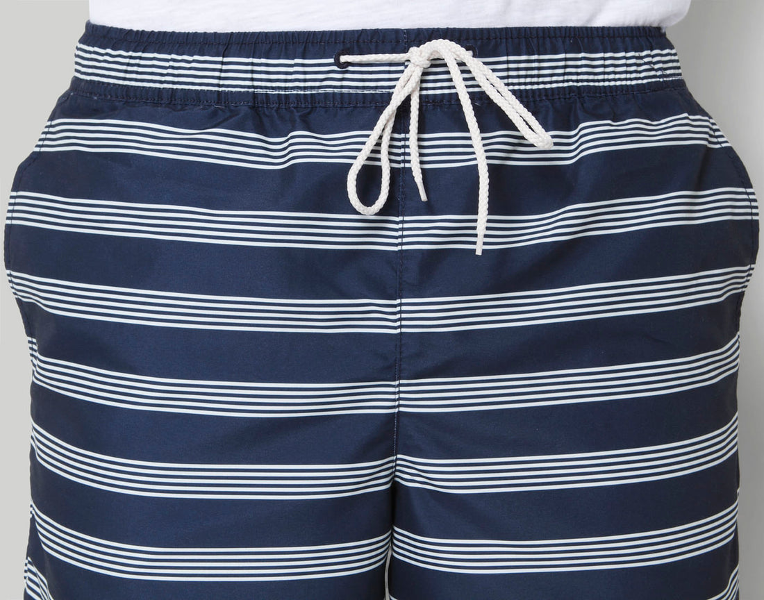 Dark Blue Striped Swimshorts
