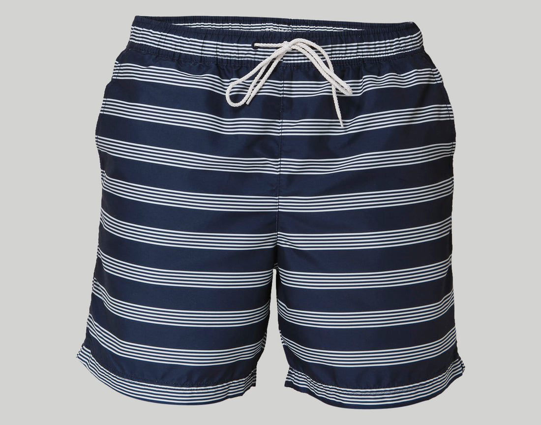 Dark Blue Striped Swimshorts