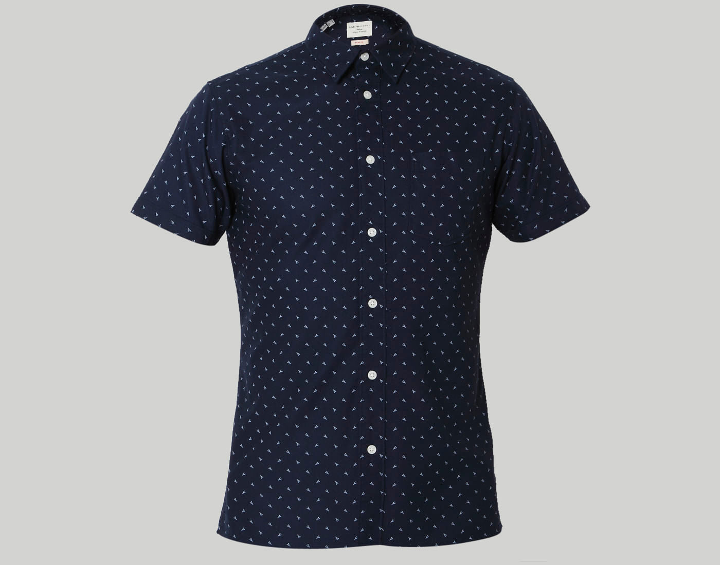 Blue Printed Short Sleeves Shirt
