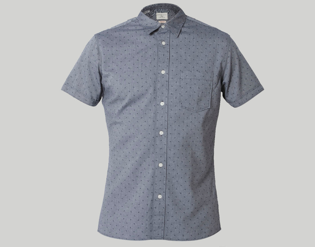 Grey Printed Short Sleeves Shirt