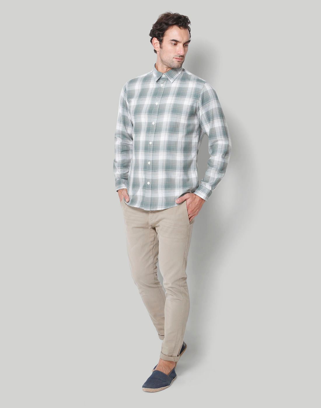 Green Check Full Sleeves Shirt