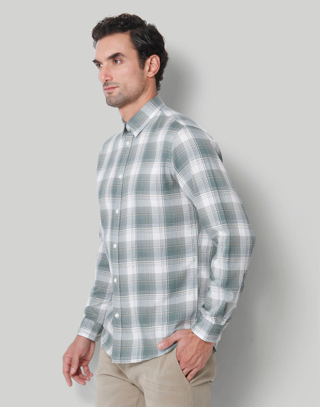 Green Check Full Sleeves Shirt