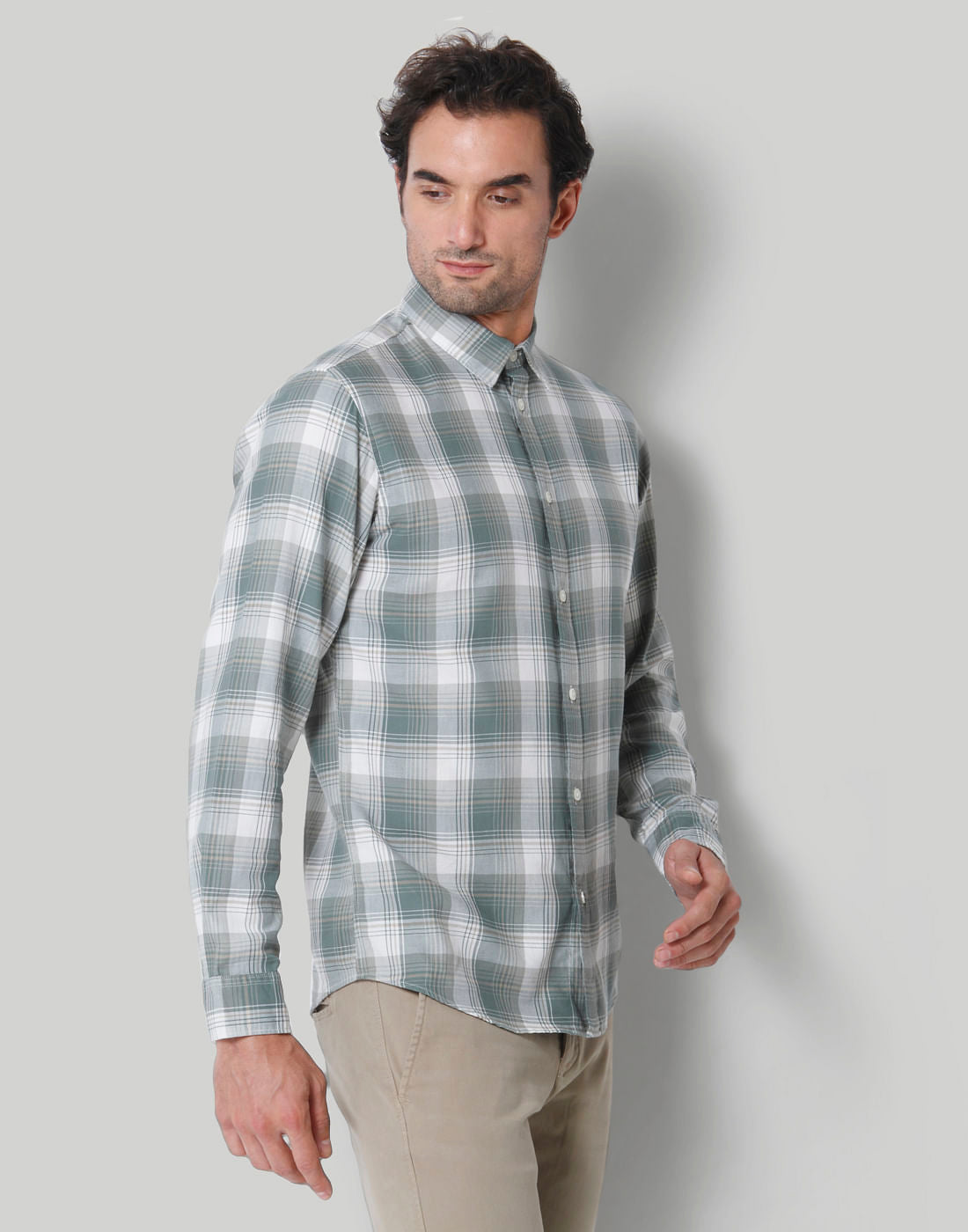 Green Check Full Sleeves Shirt