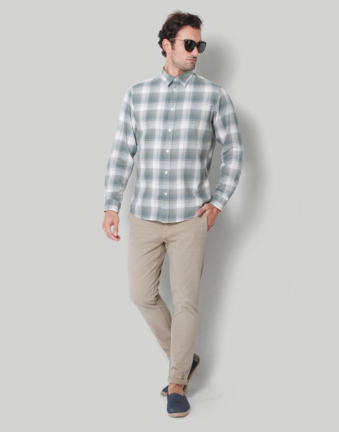 Green Check Full Sleeves Shirt