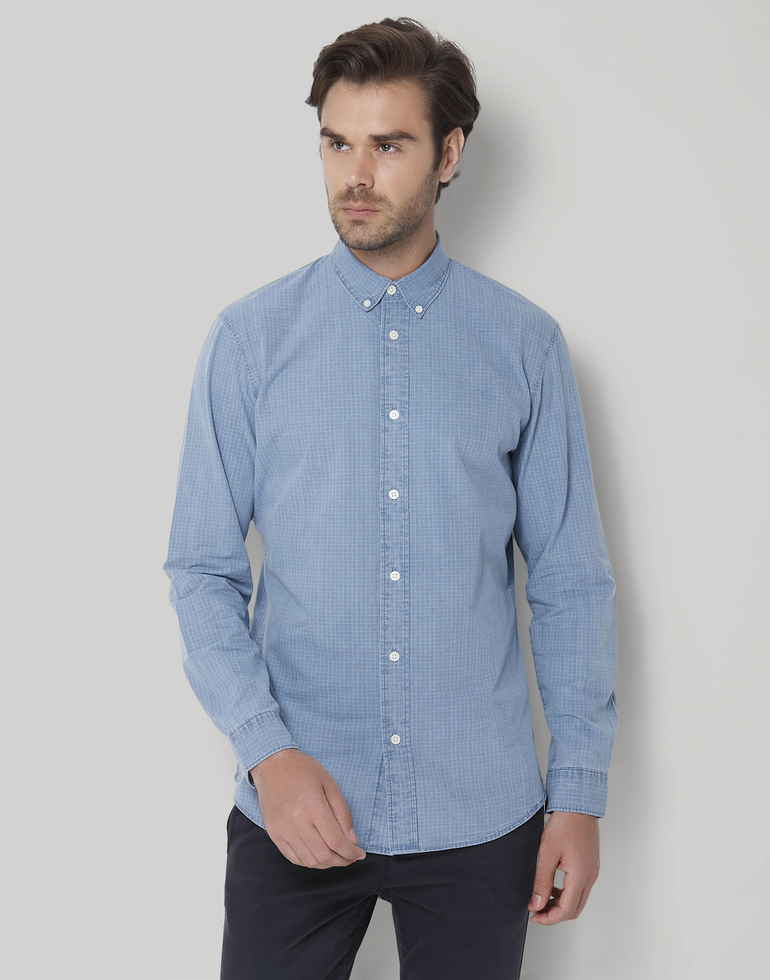 Blue Check Full Sleeves Shirt