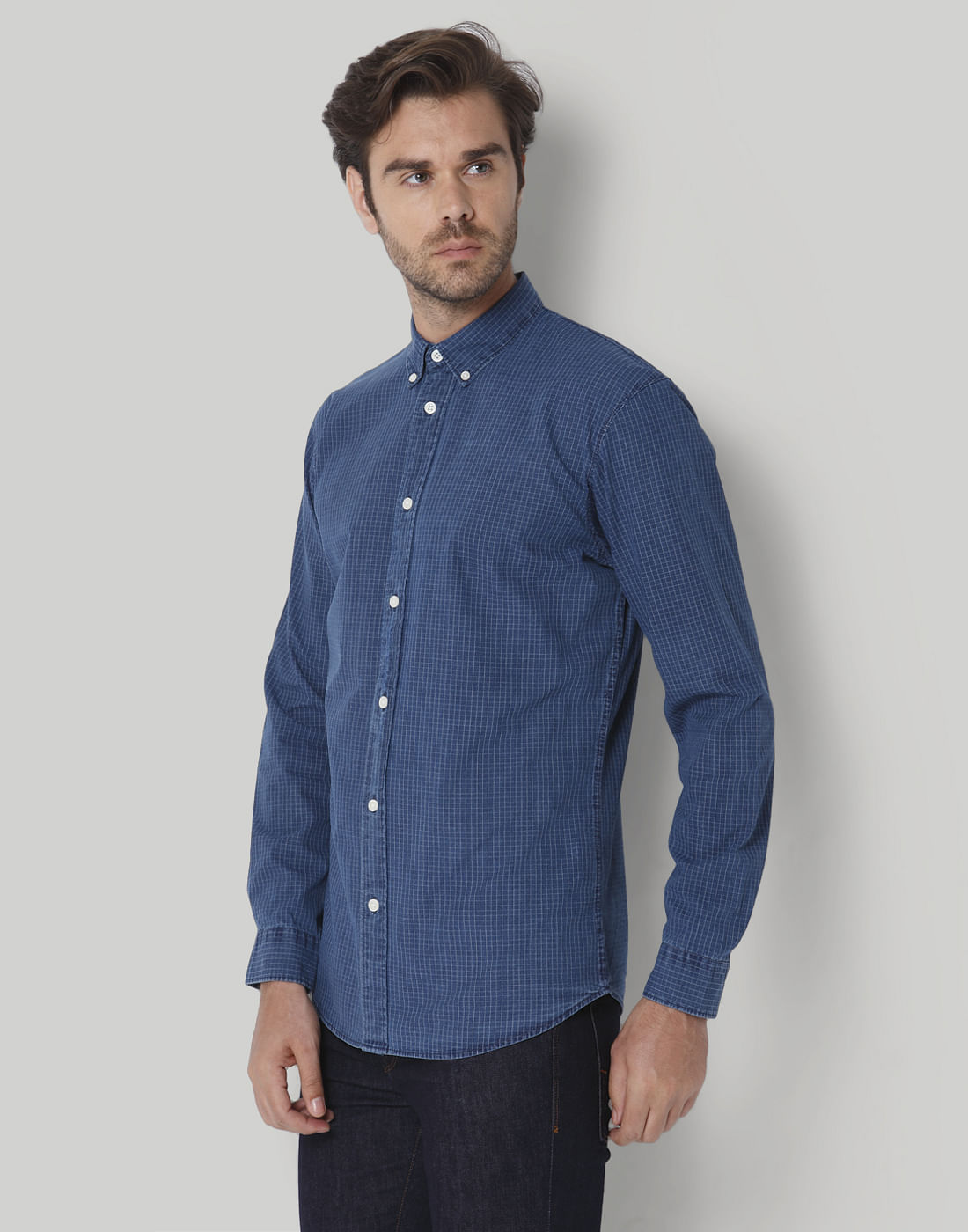 Blue Check Full Sleeves Shirt