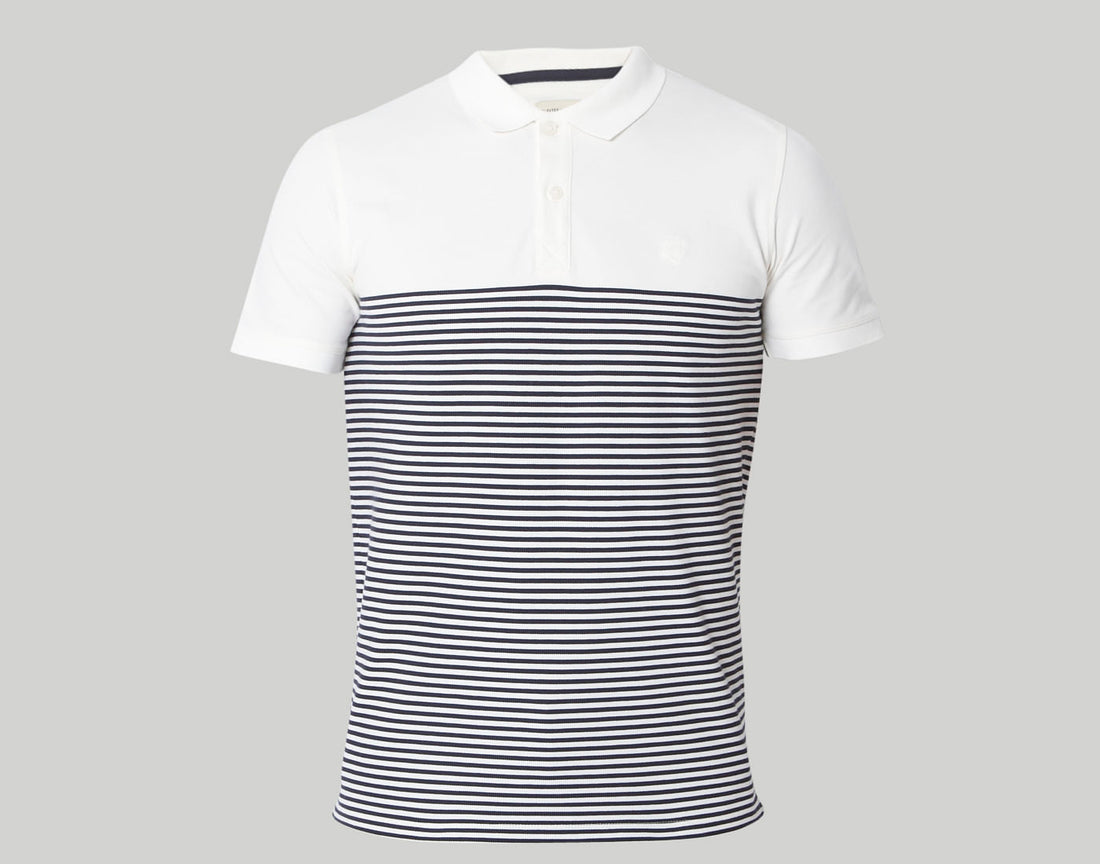 White Striped Polo Neck T-Shirt