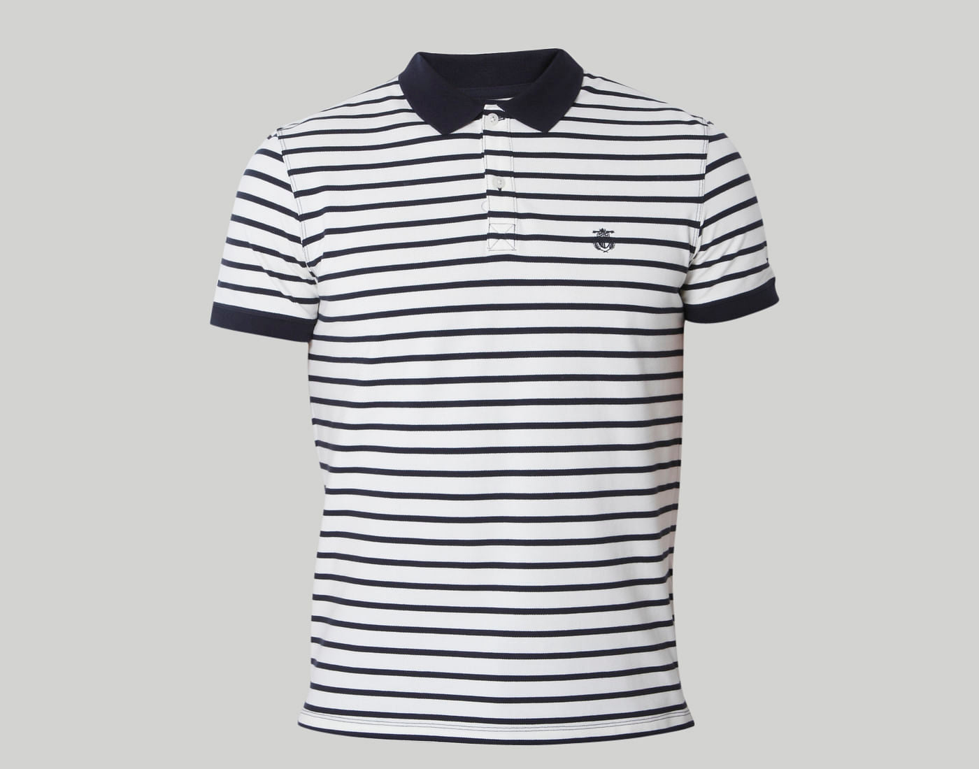 Blue Striped Polo Neck T-Shirt