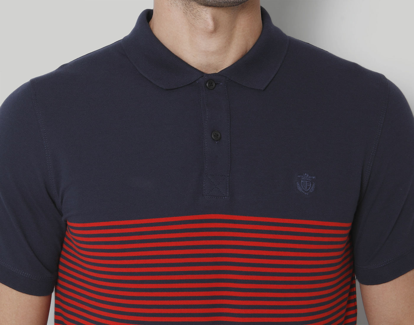 Blue Striped Polo Neck T-Shirt