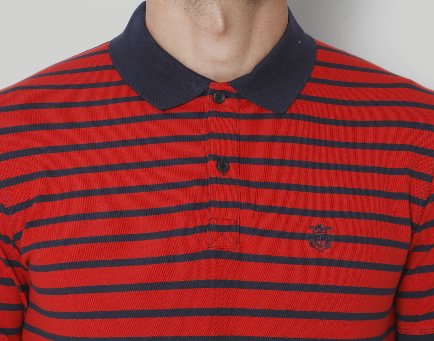 Red Striped Polo Neck T-Shirt