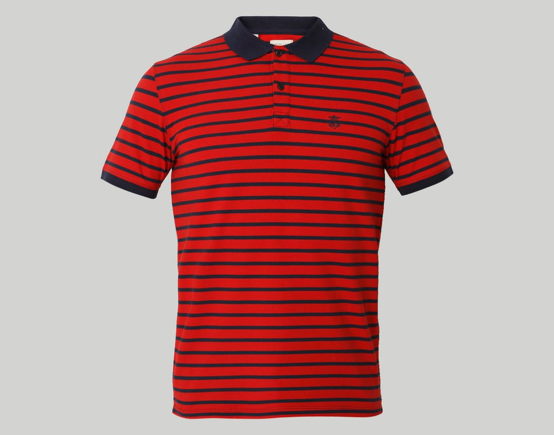 Red Striped Polo Neck T-Shirt