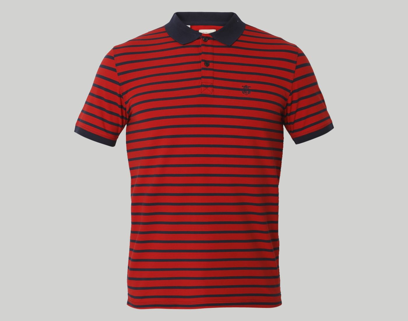 Red Striped Polo Neck T-Shirt