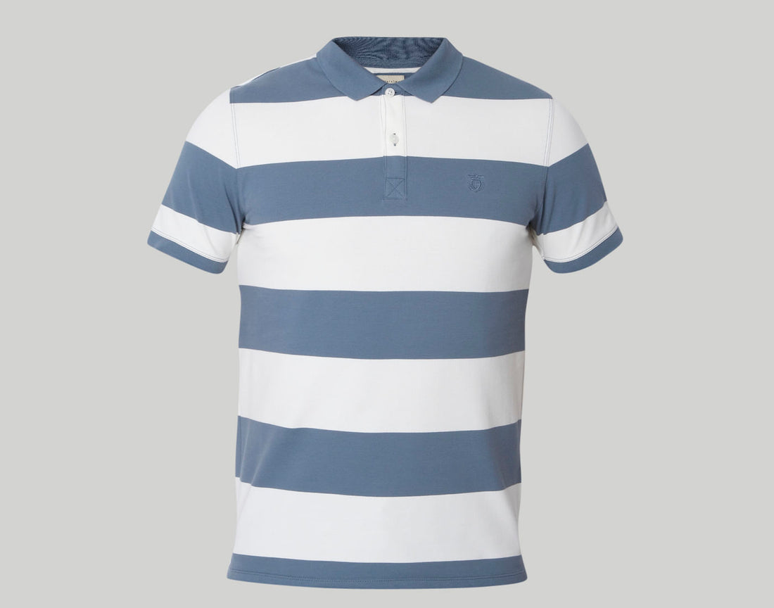 Blue Colourblocked Polo Neck T-Shirt