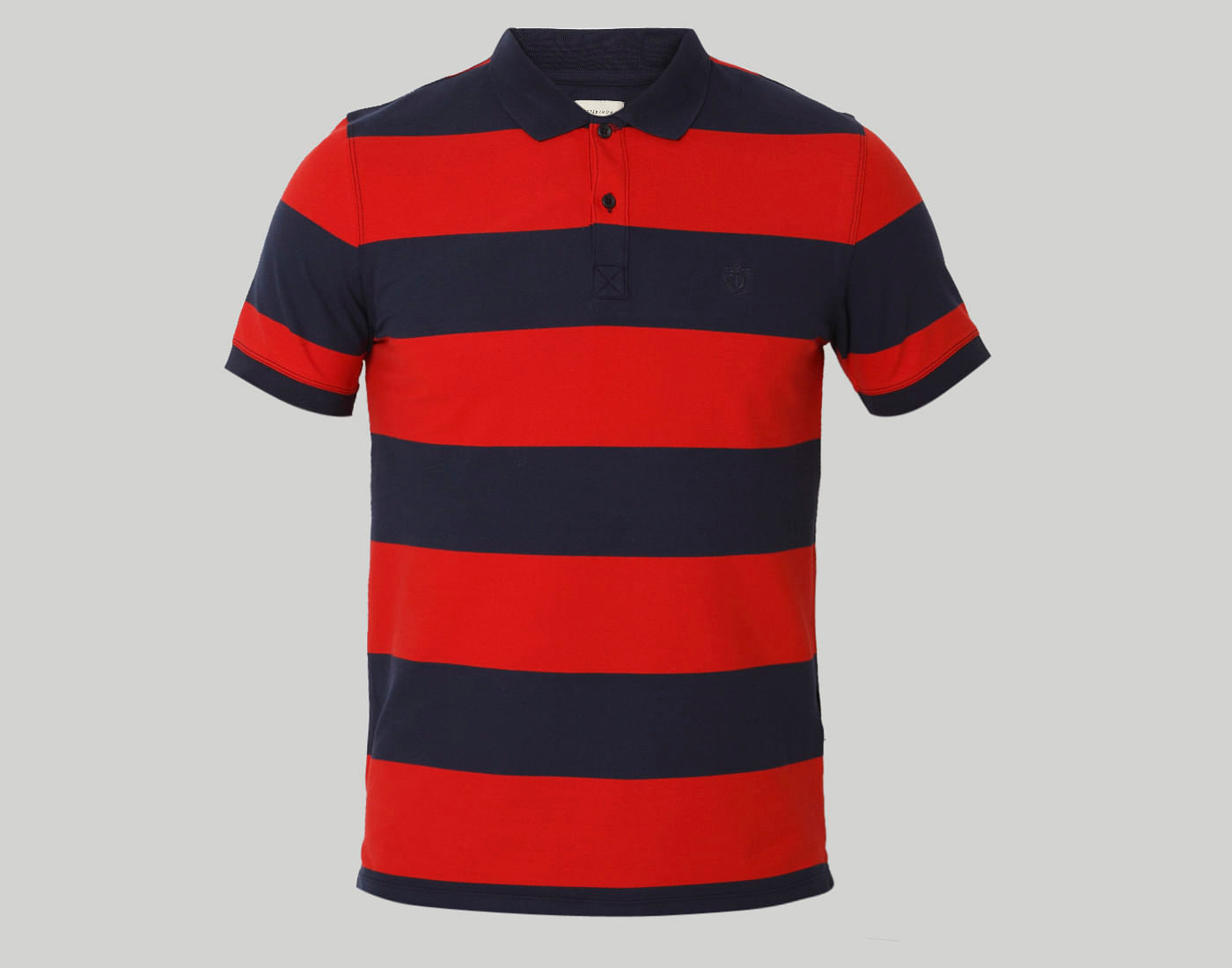 Blue Colourblocked Polo Neck T-Shirt