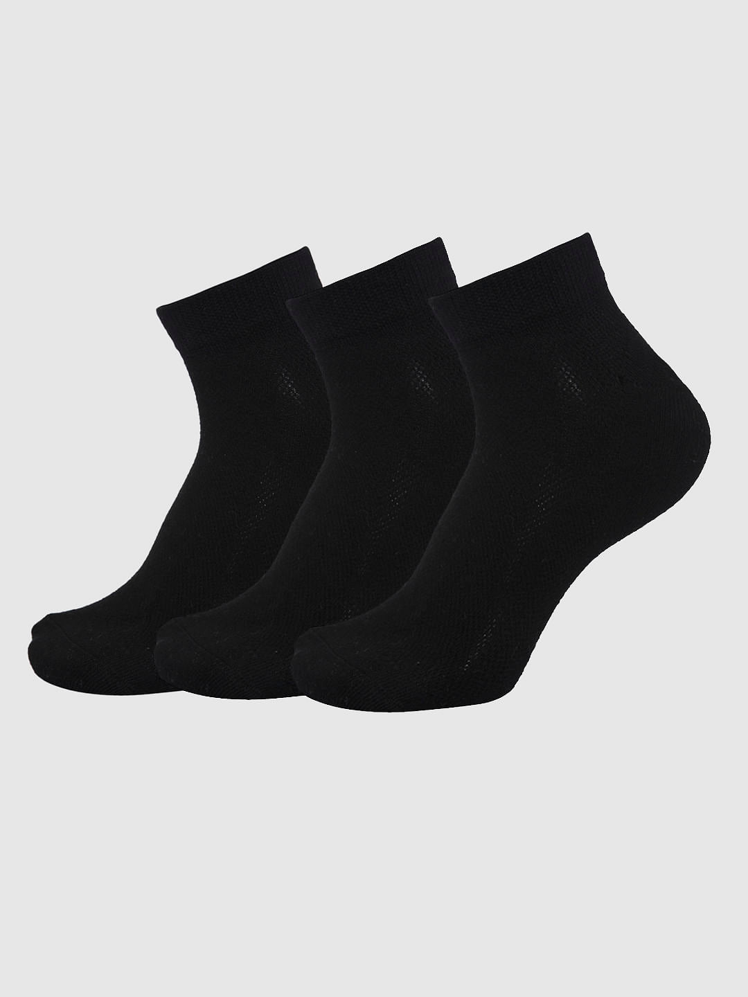 Black Pack Of Three Ankle Length Socks
