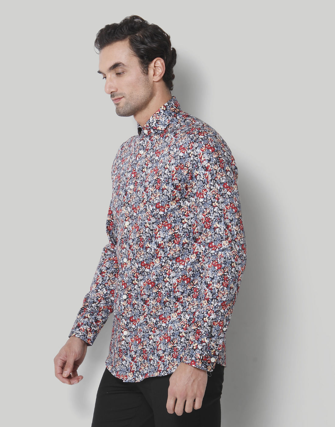 Red Printed Full Sleeves Shirt
