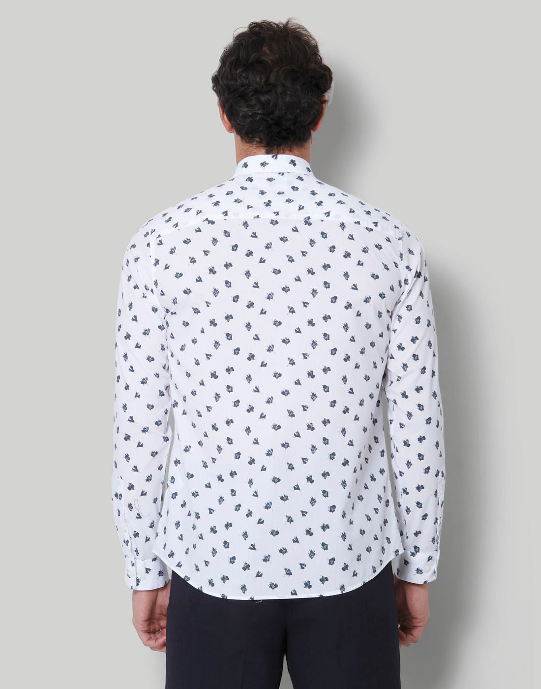 White Floral Print Full Sleeves Shirt
