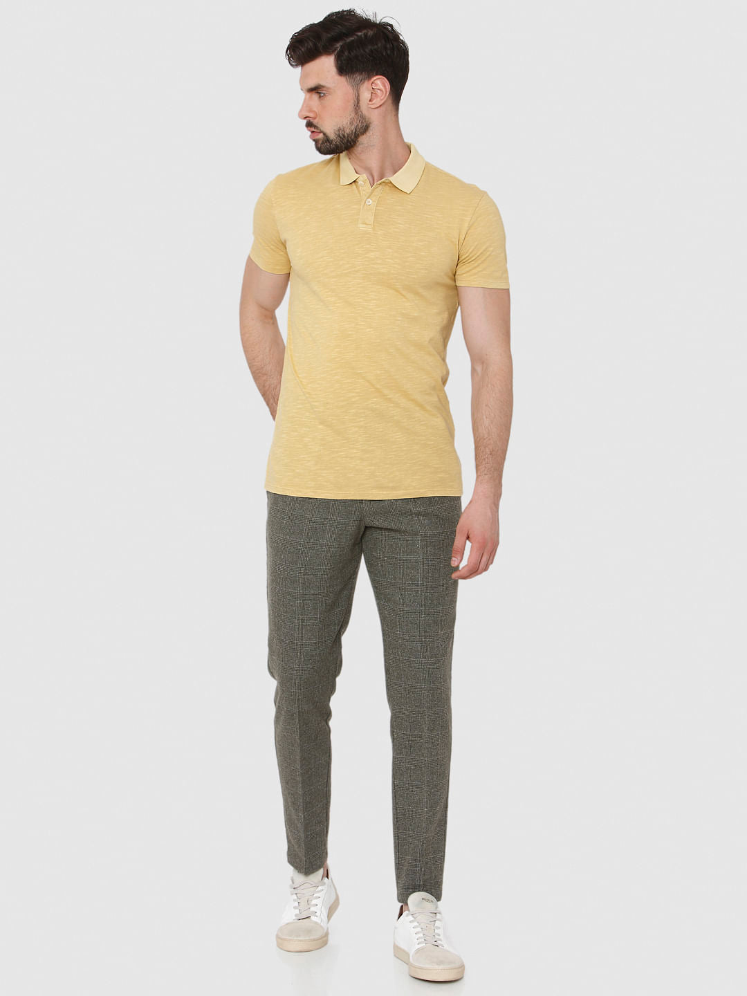 Yellow Overdyed Polo Neck T-Shirt