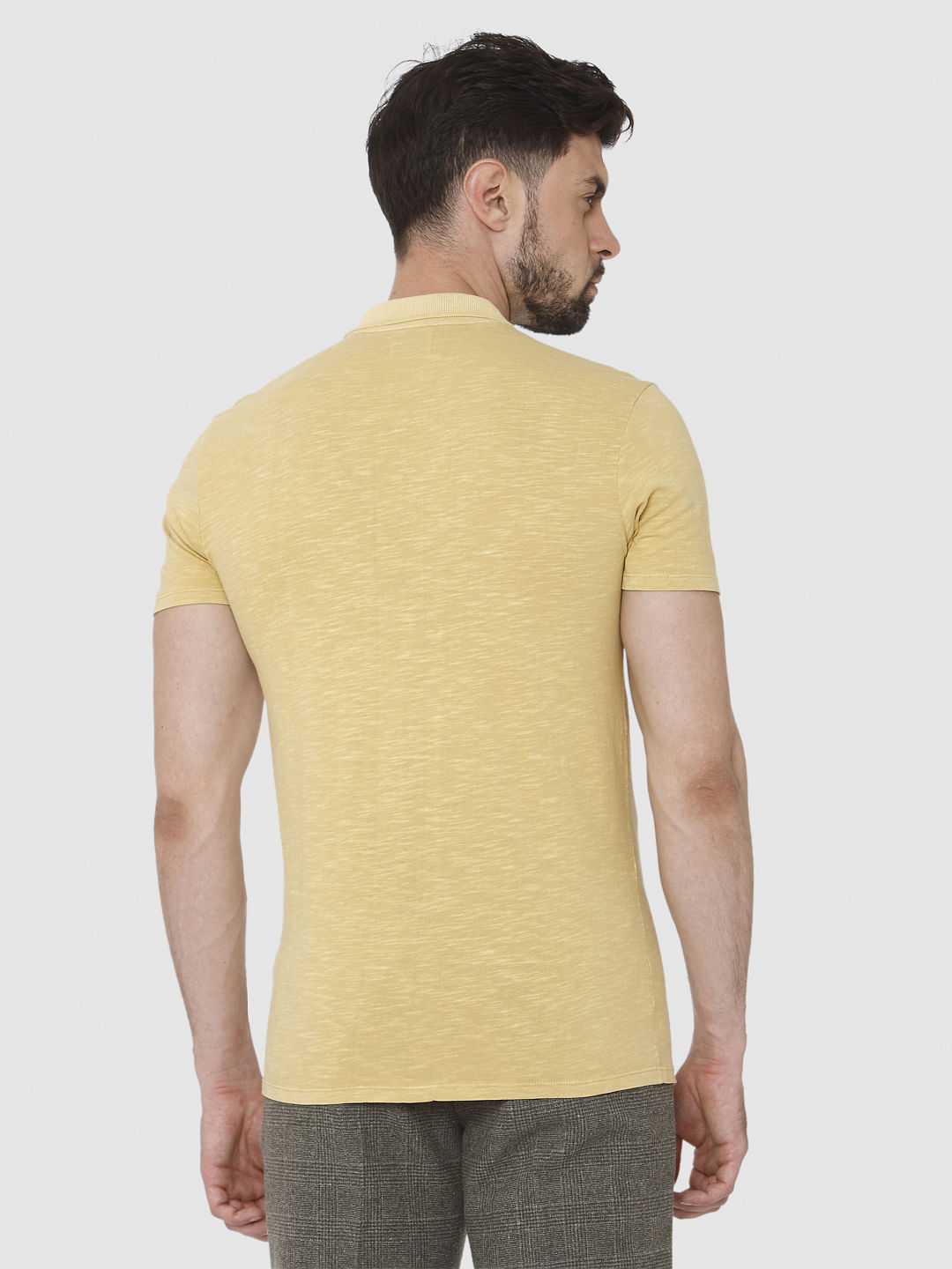 Yellow Overdyed Polo Neck T-Shirt