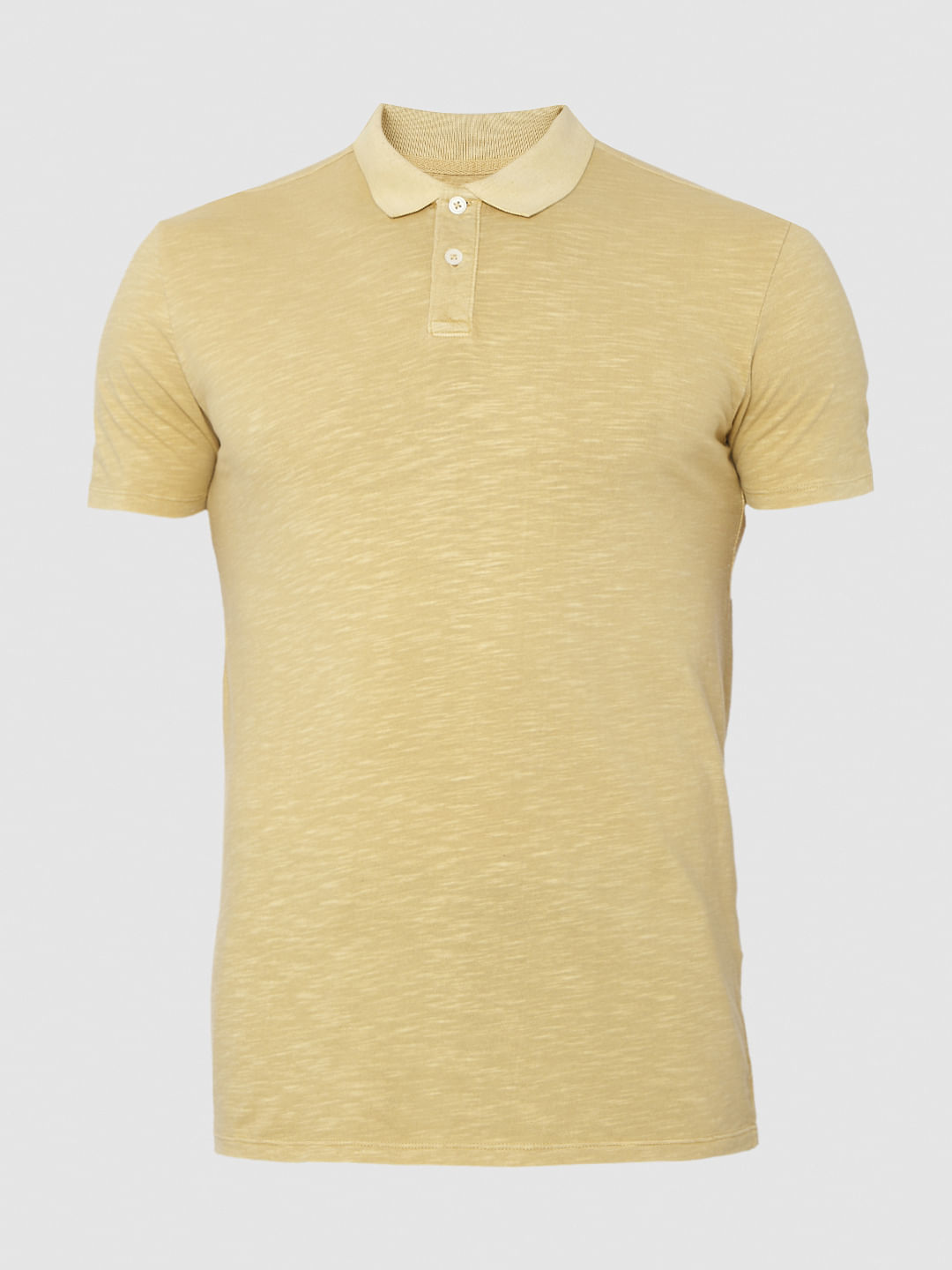 Yellow Overdyed Polo Neck T-Shirt