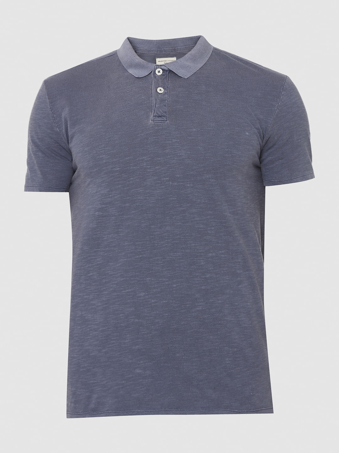 Blue Overdyed Polo Neck T-Shirt