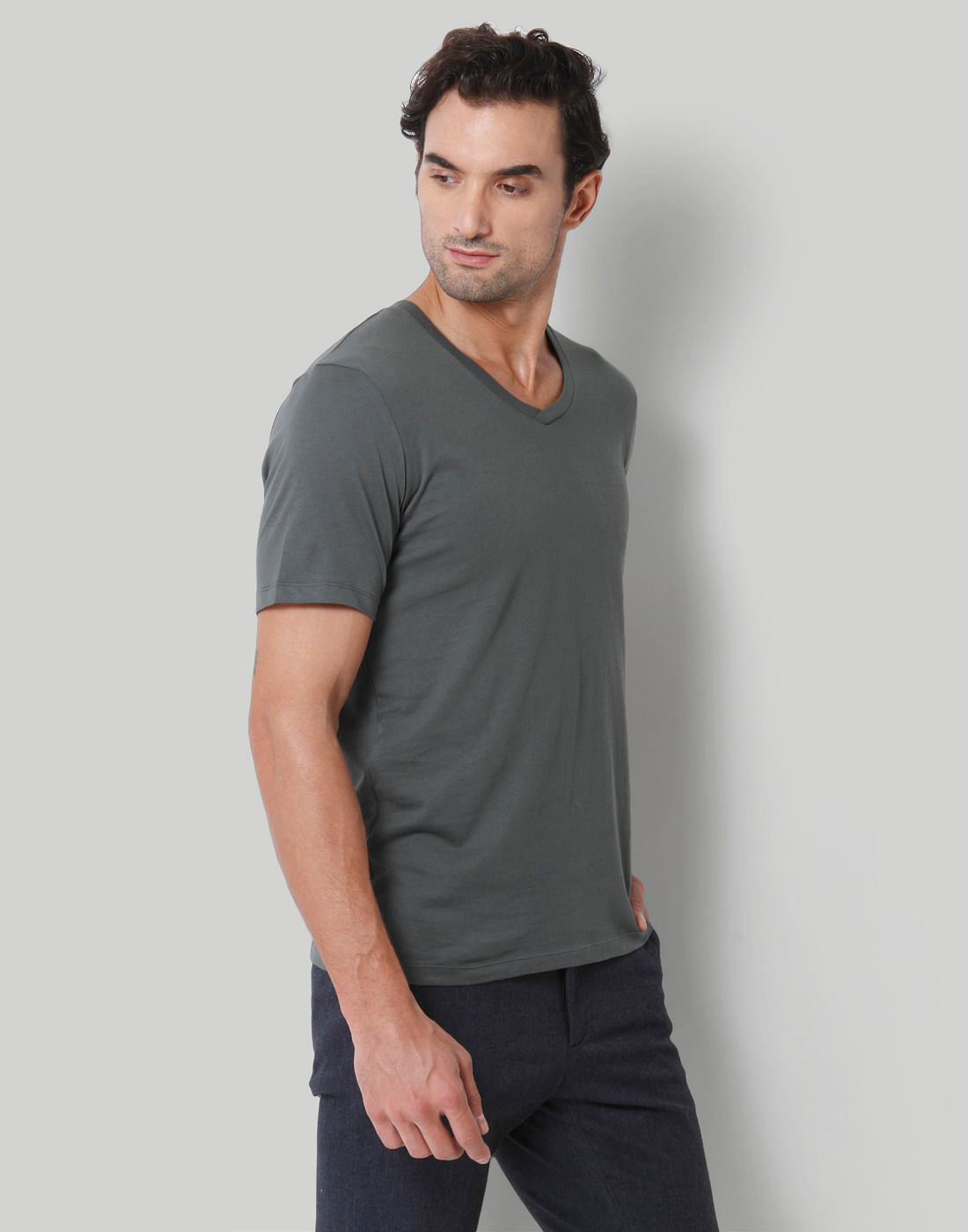 Grey V-Neck T-Shirt