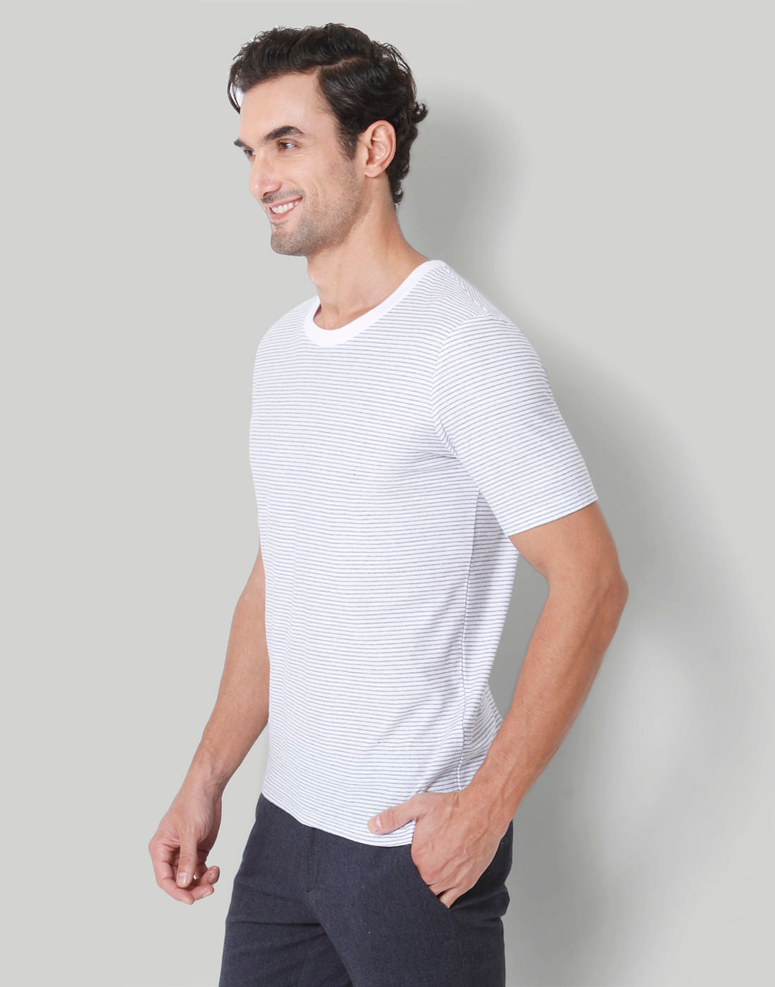White Striped Crew Neck T-Shirt