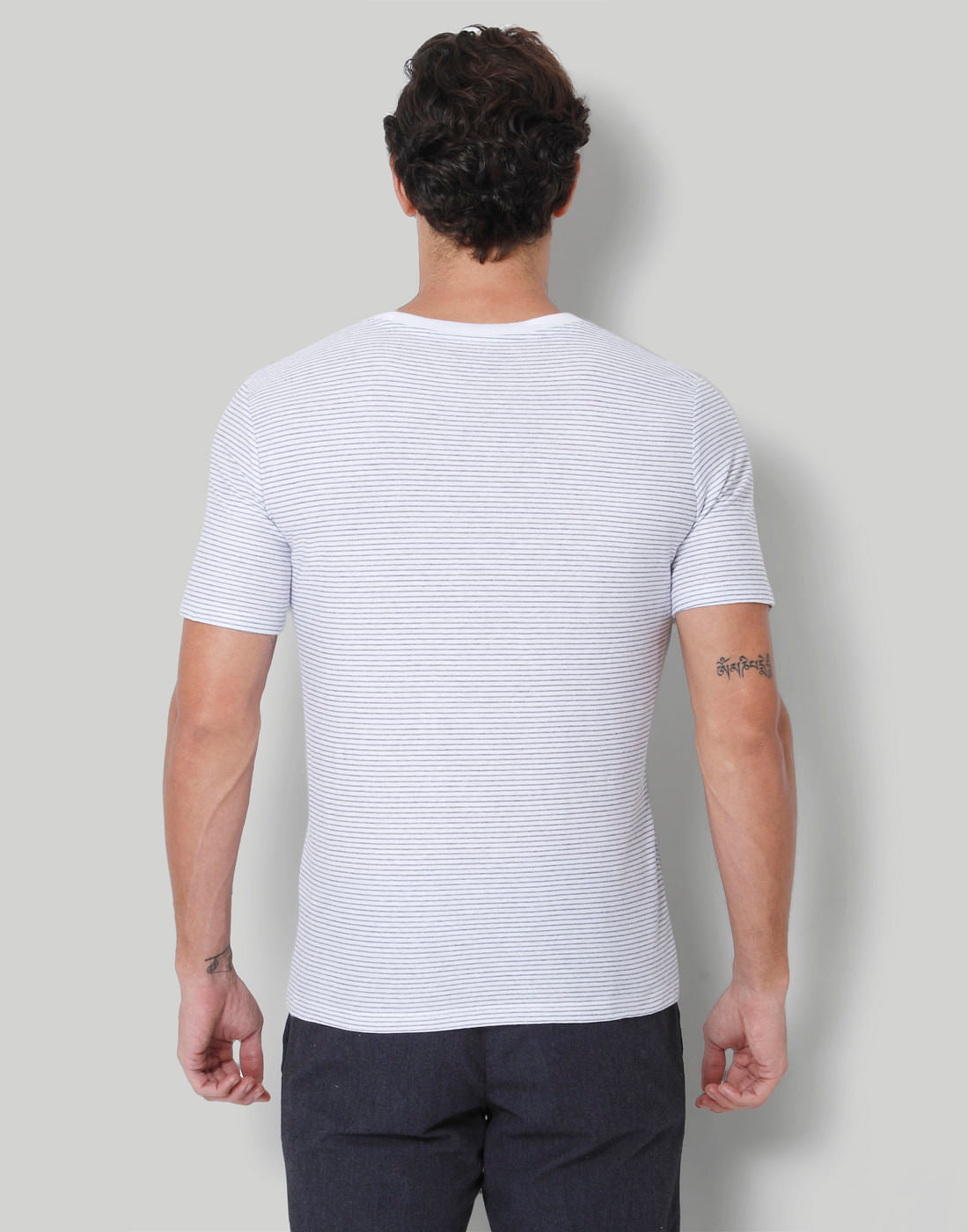 White Striped Crew Neck T-Shirt