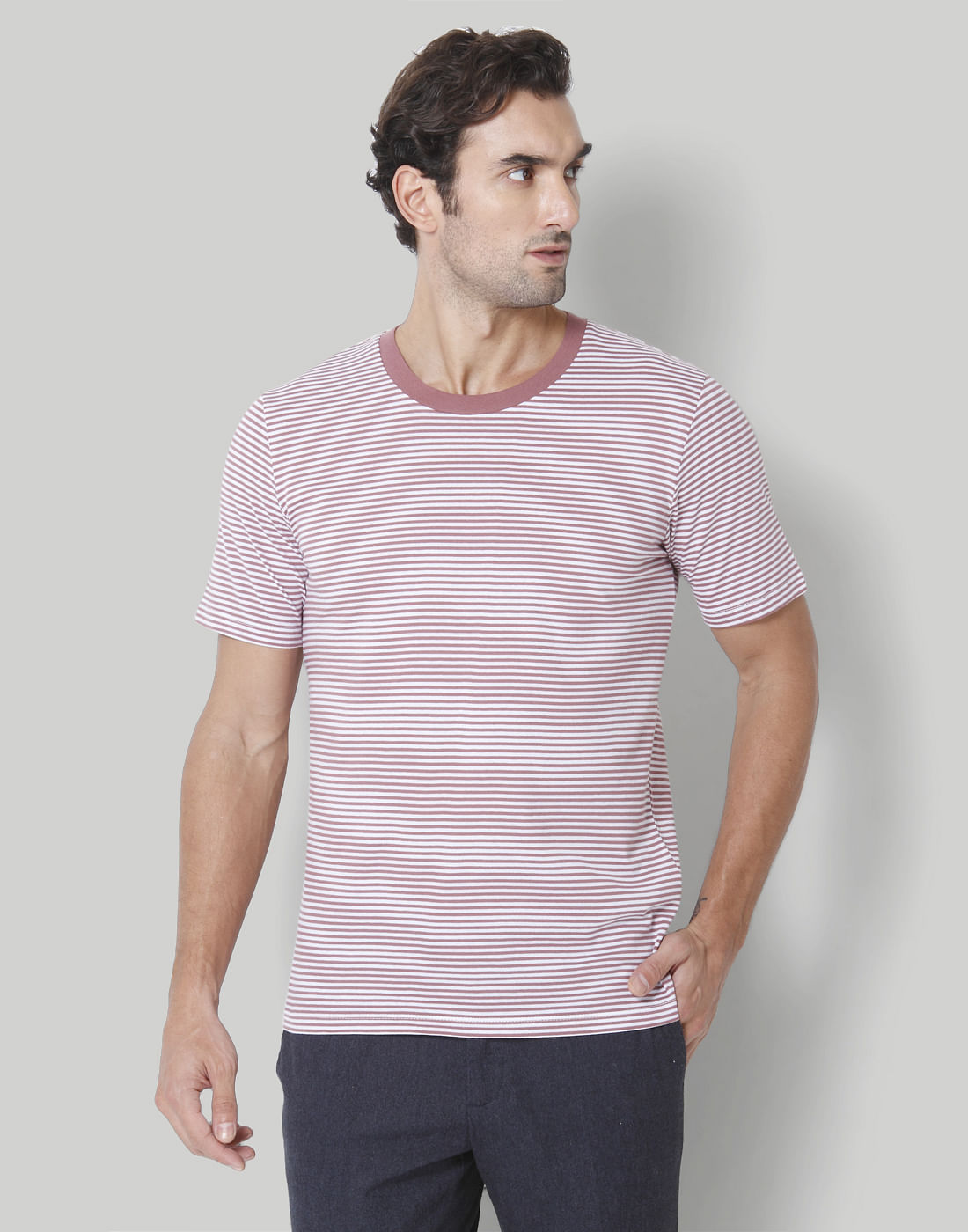 White Striped Crew Neck T-Shirt