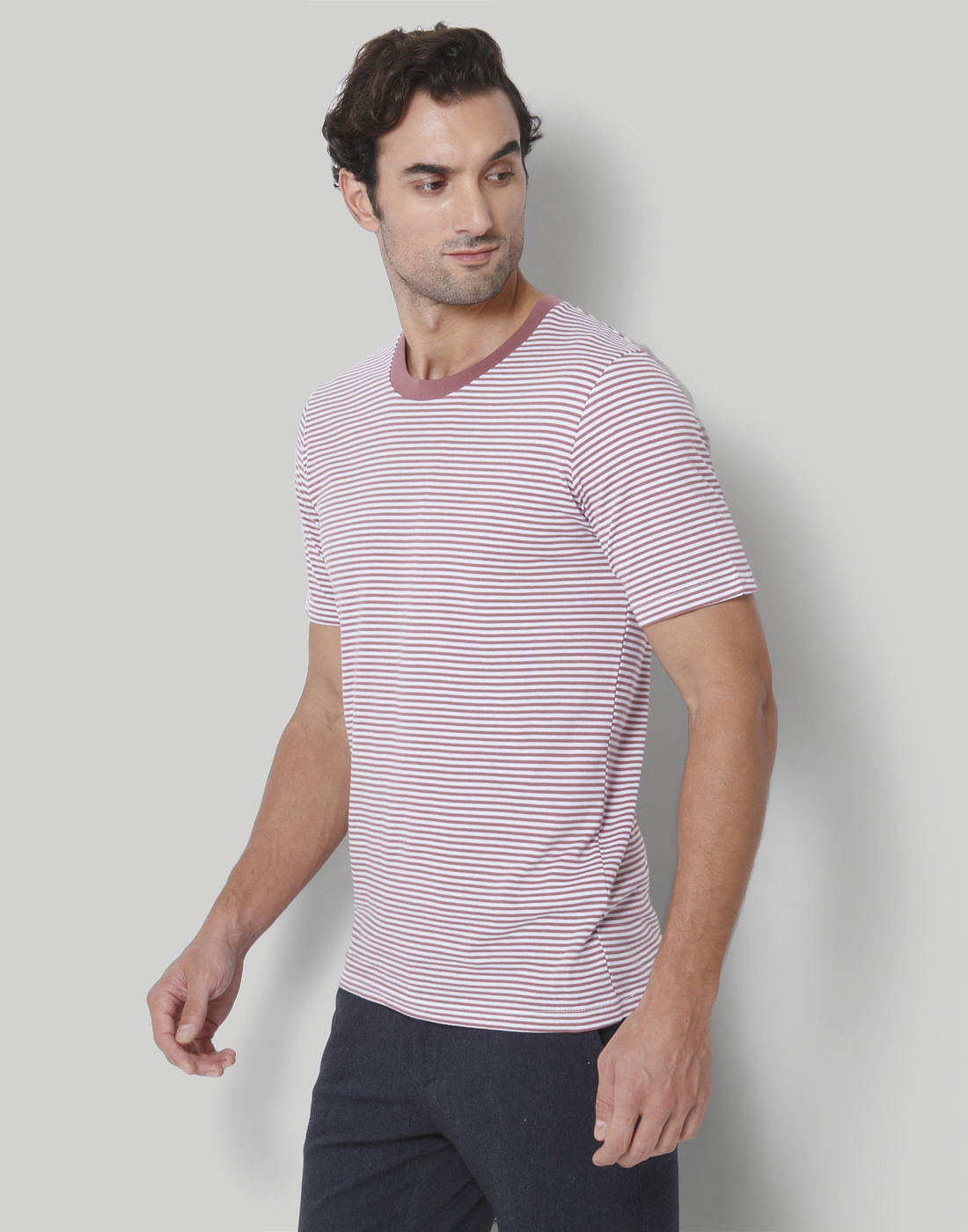 White Striped Crew Neck T-Shirt