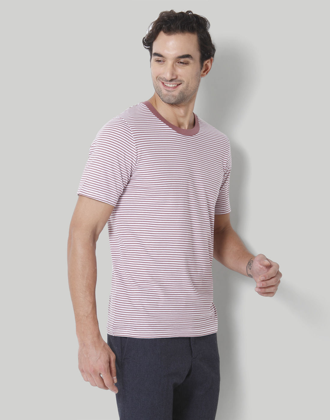 White Striped Crew Neck T-Shirt