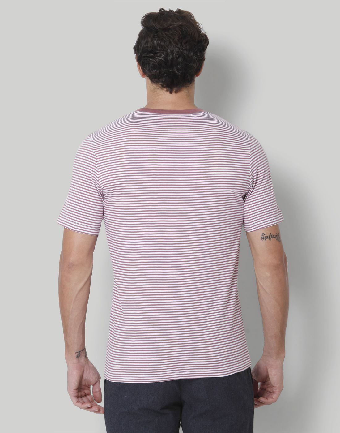 White Striped Crew Neck T-Shirt