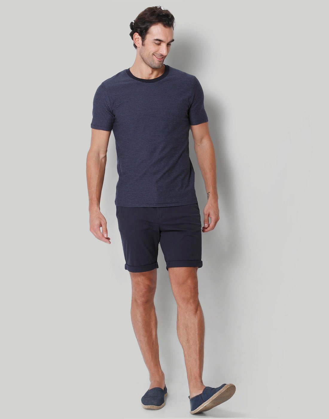 Blue Striped Crew Neck T-Shirt