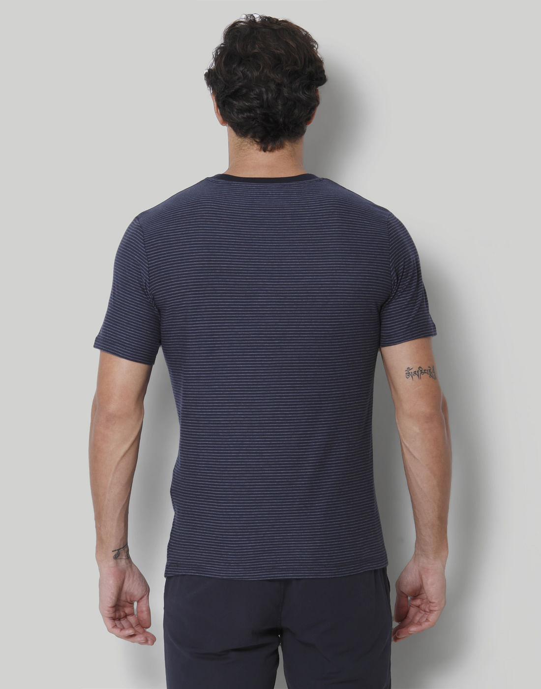 Blue Striped Crew Neck T-Shirt