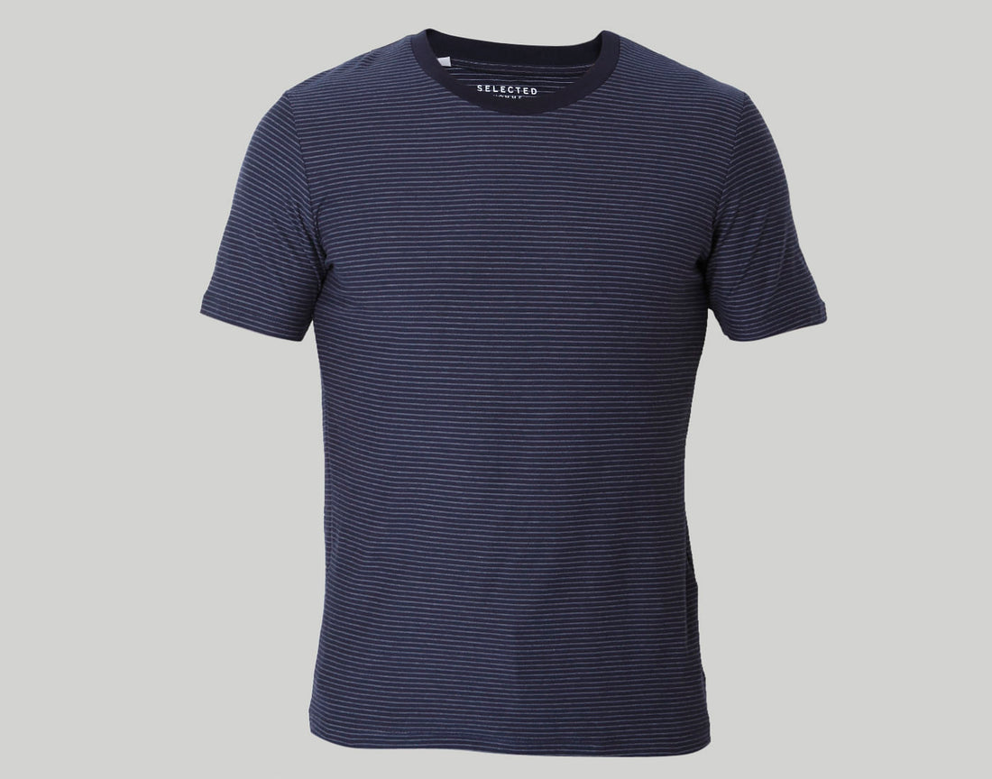 Blue Striped Crew Neck T-Shirt