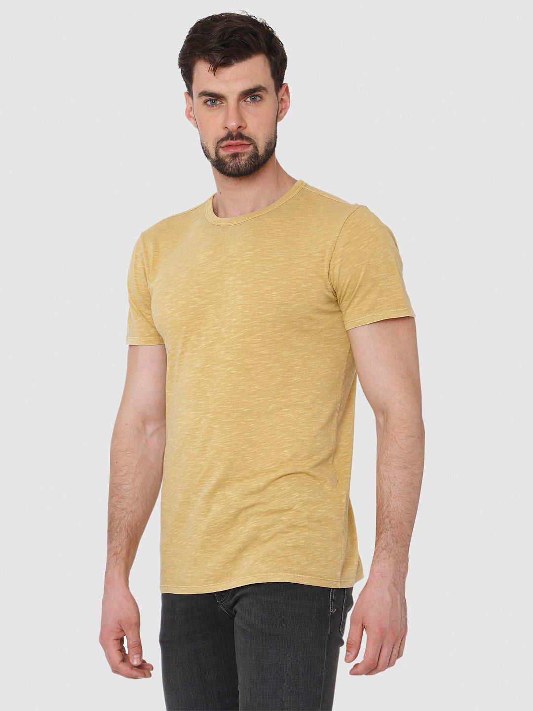 Yellow Overdyed Crew Neck T-Shirt