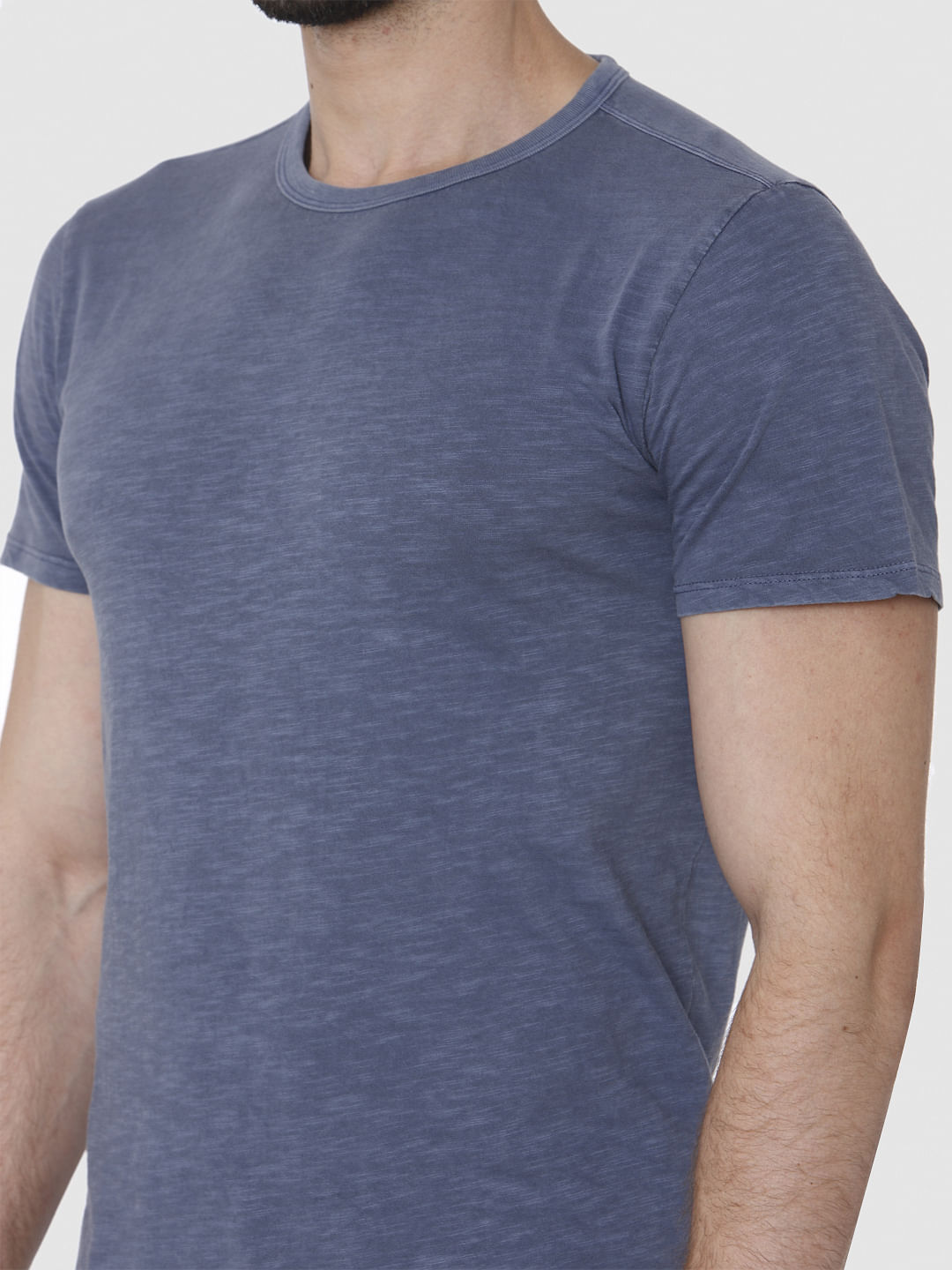 Blue Overdyed Crew Neck T-Shirt