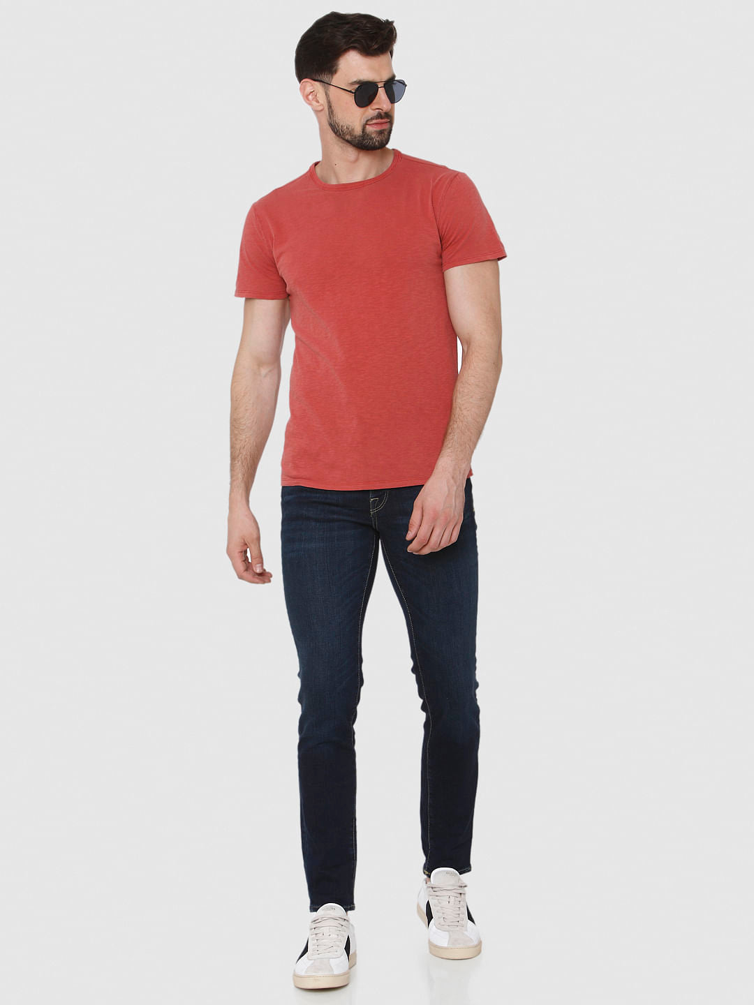 Red Overdyed Crew Neck T-Shirt