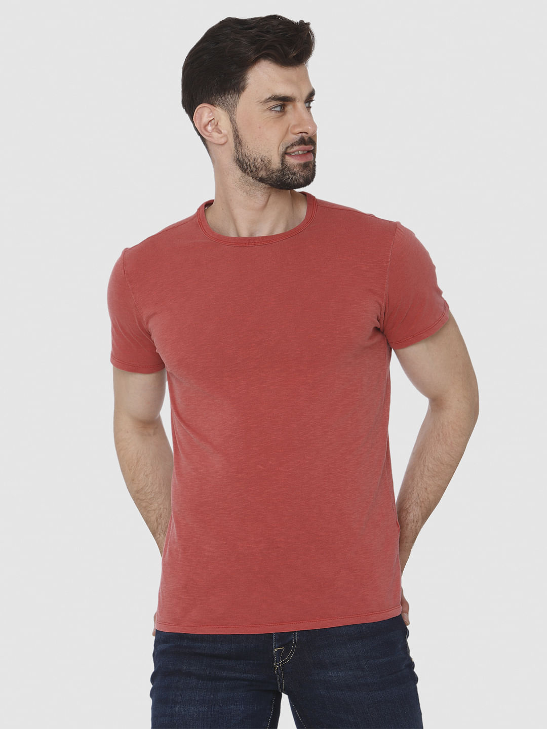 Red Overdyed Crew Neck T-Shirt