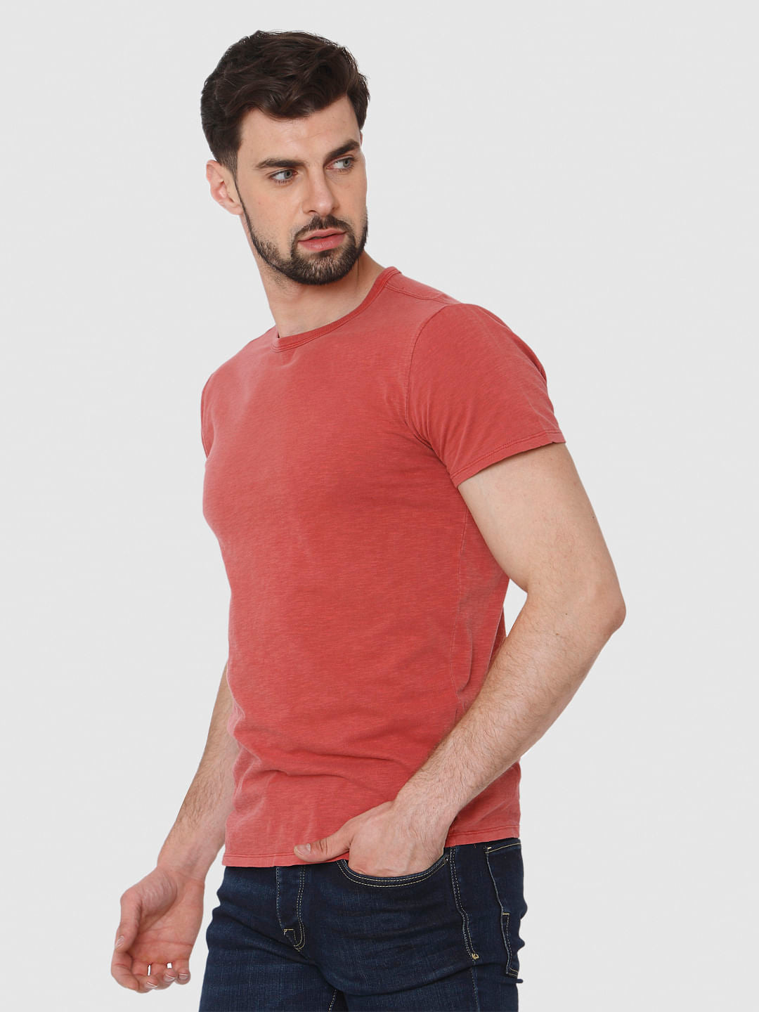 Red Overdyed Crew Neck T-Shirt